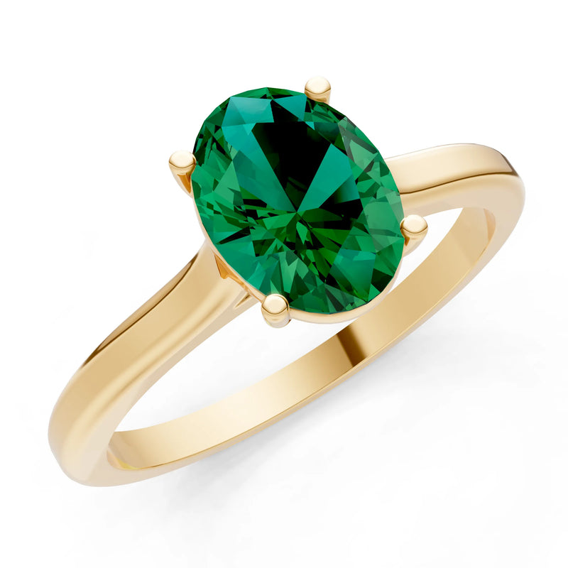 Created Emerald Oval 8x6mm Normal 4 Prong Solitaire 8x6 mm Oval Shape Engagement Ring Cathedral Setting