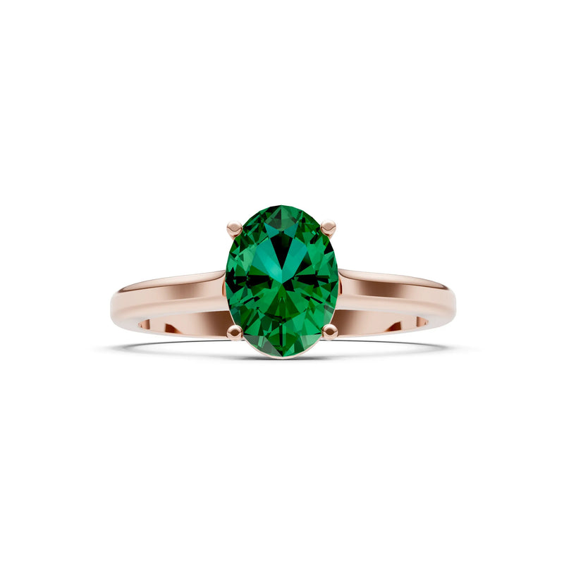 Created Emerald Oval 8x6mm Normal 4 Prong Solitaire 8x6 mm Oval Shape Engagement Ring Cathedral Setting