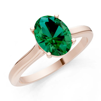 Created Emerald Oval 8x6mm Normal 4 Prong Solitaire 8x6 mm Oval Shape Engagement Ring Cathedral Setting