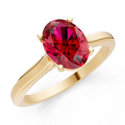 Created Ruby Oval 8x6mm Normal 4 Prong Solitaire 8x6 mm Oval Shape Engagement Ring Cathedral Setting