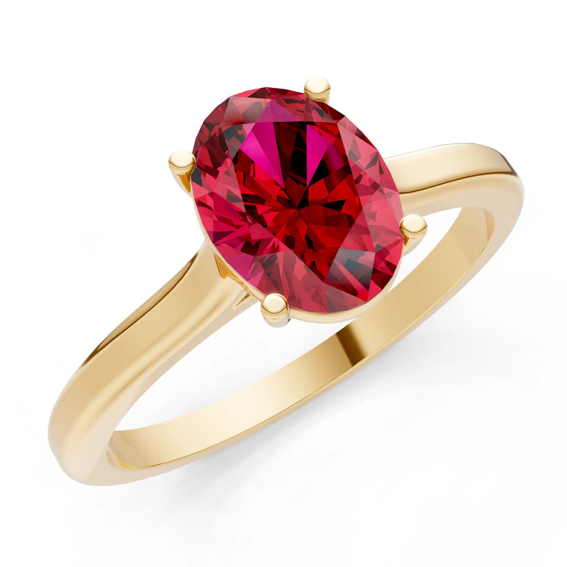 Created Ruby Oval 8x6mm Normal 4 Prong Solitaire 8x6 mm Oval Shape Engagement Ring Cathedral Setting