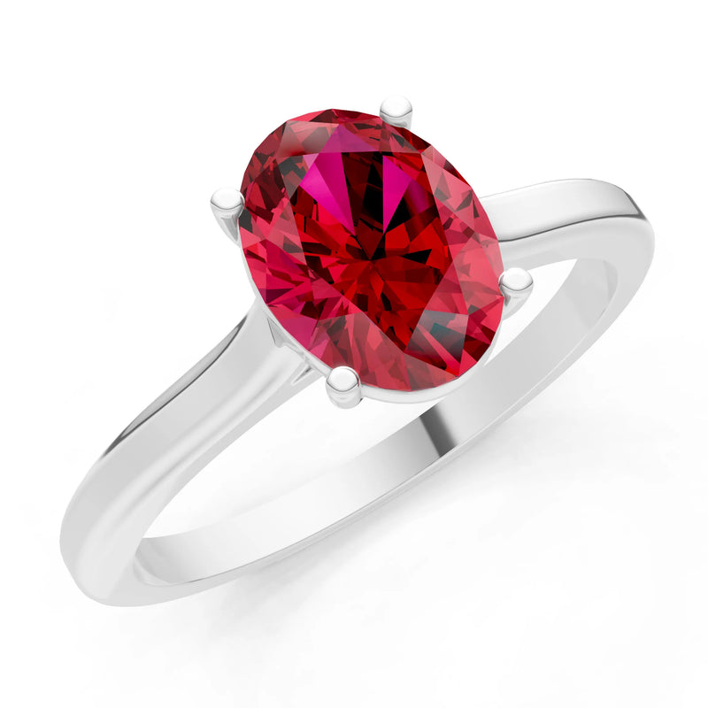 Created Ruby Oval 8x6mm Normal 4 Prong Solitaire 8x6 mm Oval Shape Engagement Ring Cathedral Setting