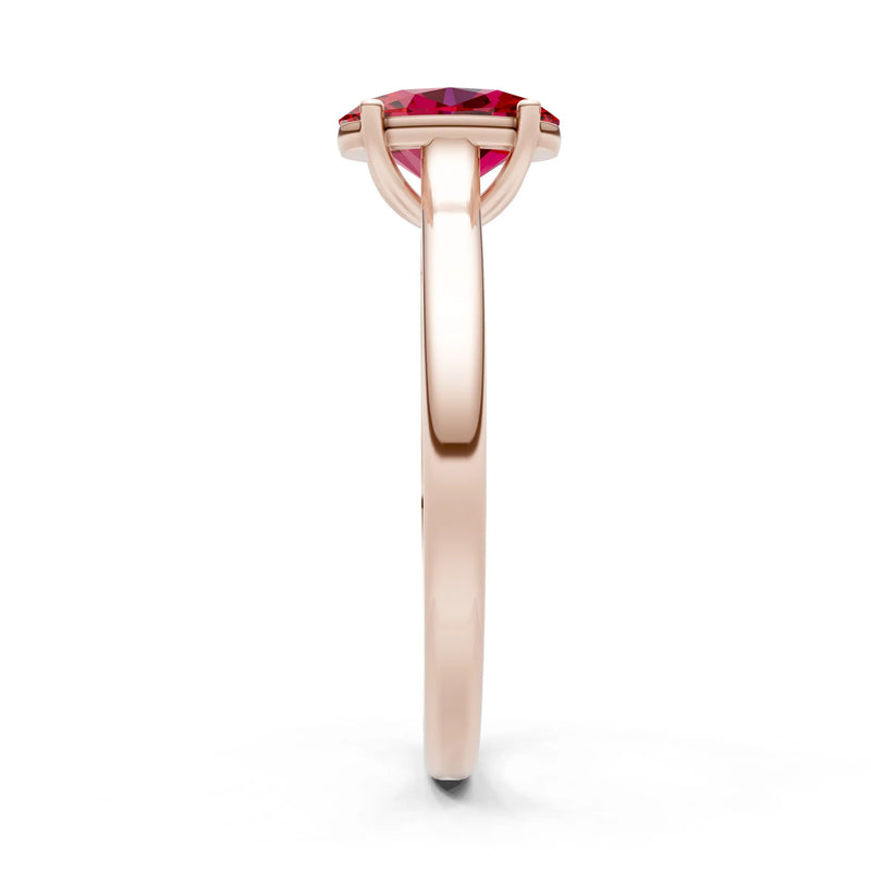 Created Ruby Oval 8x6mm Normal 4 Prong Solitaire 8x6 mm Oval Shape Engagement Ring Cathedral Setting