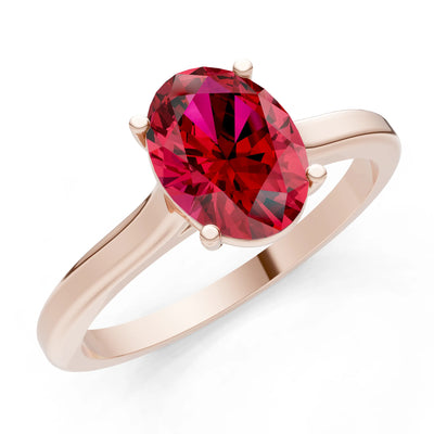 Created Ruby Oval 8x6mm Normal 4 Prong Solitaire 8x6 mm Oval Shape Engagement Ring Cathedral Setting