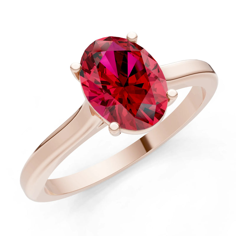 Created Ruby Oval 8x6mm Normal 4 Prong Solitaire 8x6 mm Oval Shape Engagement Ring Cathedral Setting