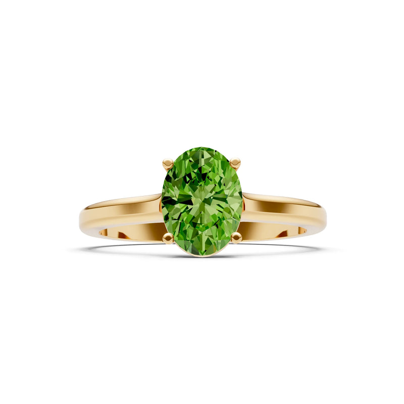 Peridot Oval 8x6mm Normal Gold Quality 4 Prong Solitaire 8x6 mm Oval Shape Engagement Ring Cathedral Setting