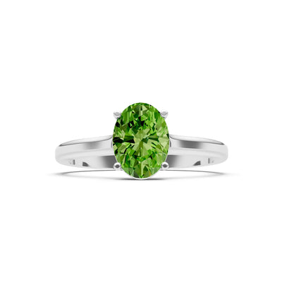 Peridot Oval 8x6mm Normal Gold Quality 4 Prong Solitaire 8x6 mm Oval Shape Engagement Ring Cathedral Setting