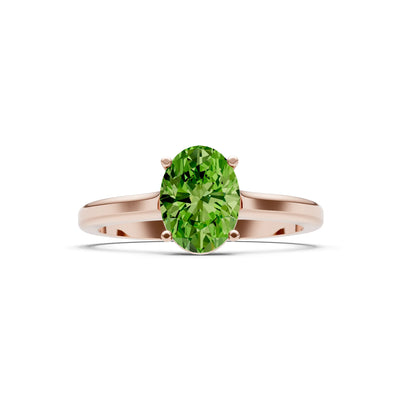 Peridot Oval 8x6mm Normal Gold Quality 4 Prong Solitaire 8x6 mm Oval Shape Engagement Ring Cathedral Setting