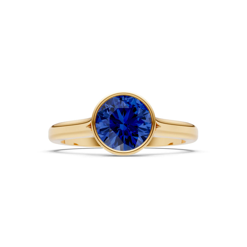 10k Yellow Gold Lab Grown Diamond Round Bezel Set Solitaire Ring