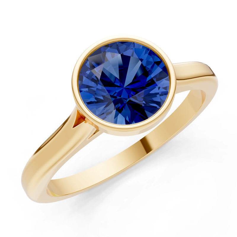 10k Yellow Gold Lab Grown Diamond Round Bezel Set Solitaire Ring