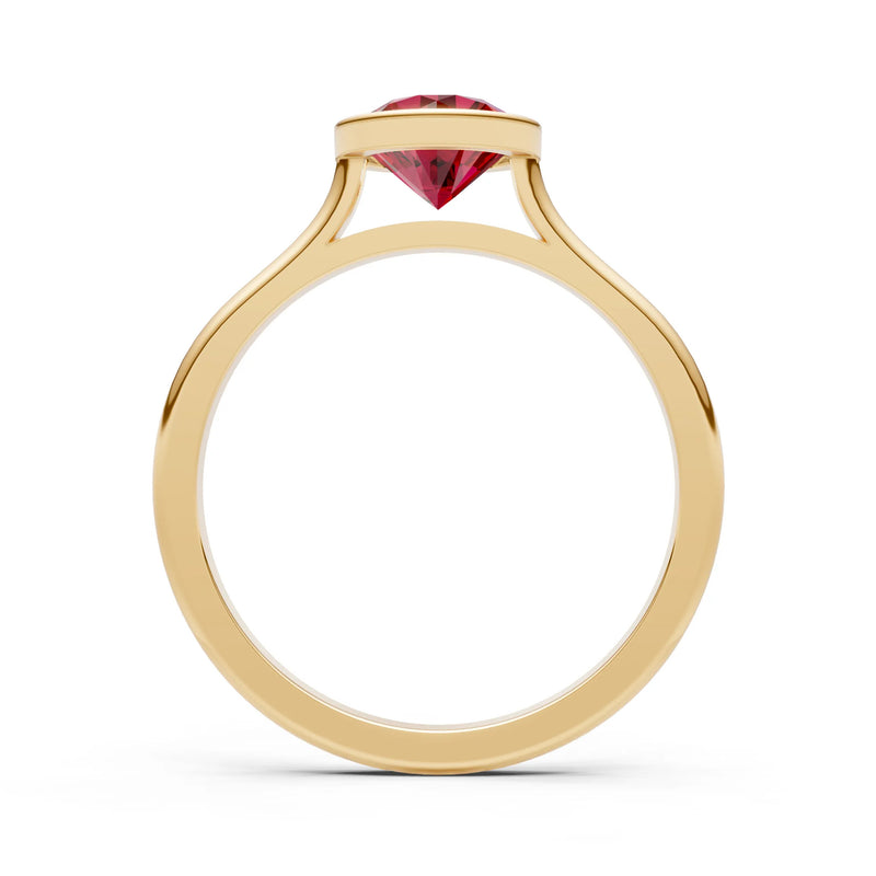 10k Yellow Gold Lab Grown Diamond Round Bezel Set Solitaire Ring