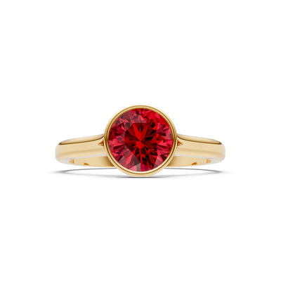 10k Yellow Gold Lab Grown Diamond Round Bezel Set Solitaire Ring