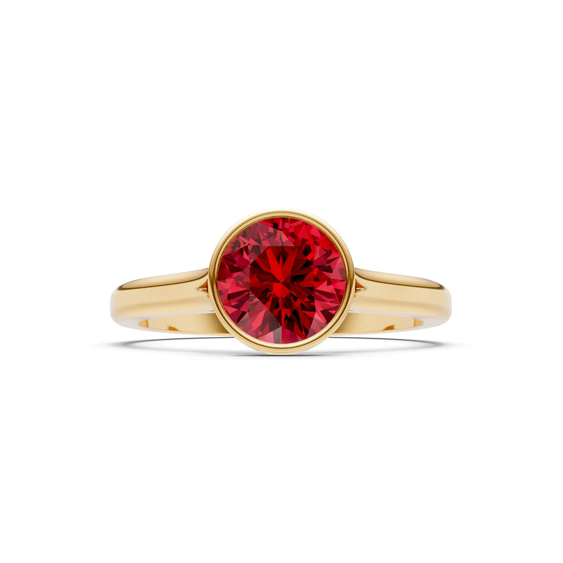 10k Yellow Gold Lab Grown Diamond Round Bezel Set Solitaire Ring
