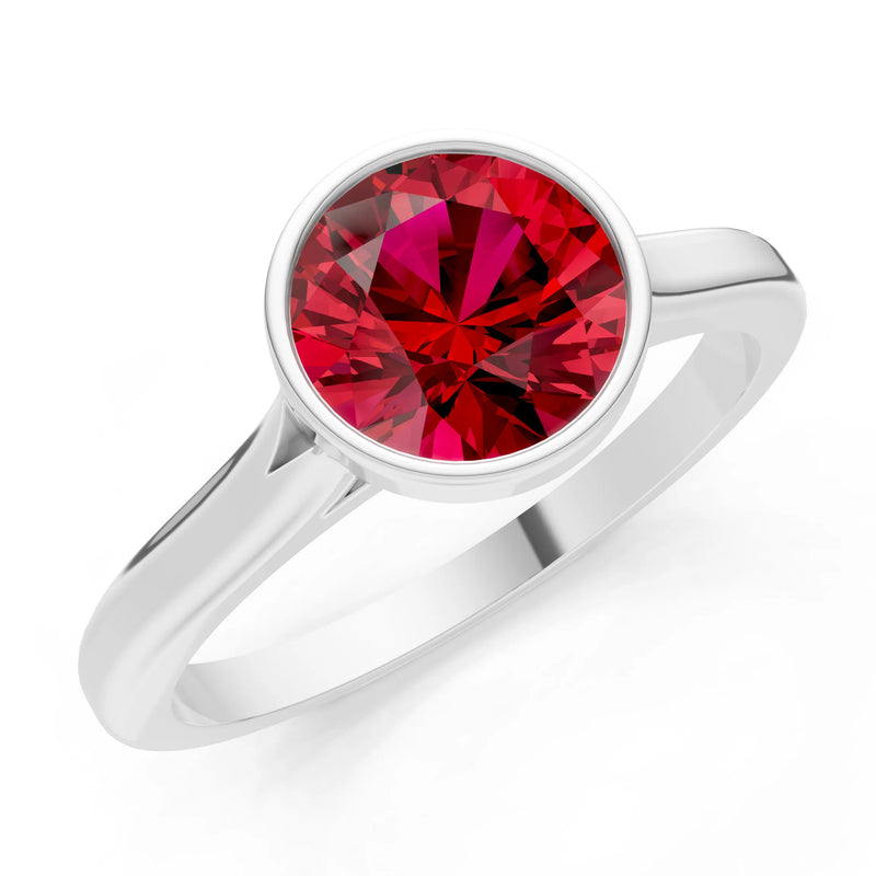 10k Yellow Gold Lab Grown Diamond Round Bezel Set Solitaire Ring