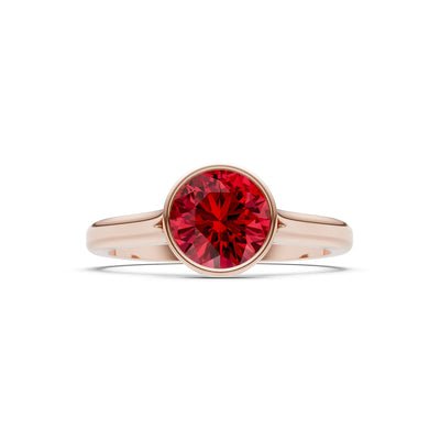 Created Ruby Round 6.5mm Normal Round Bezel Set Solitaire Ring