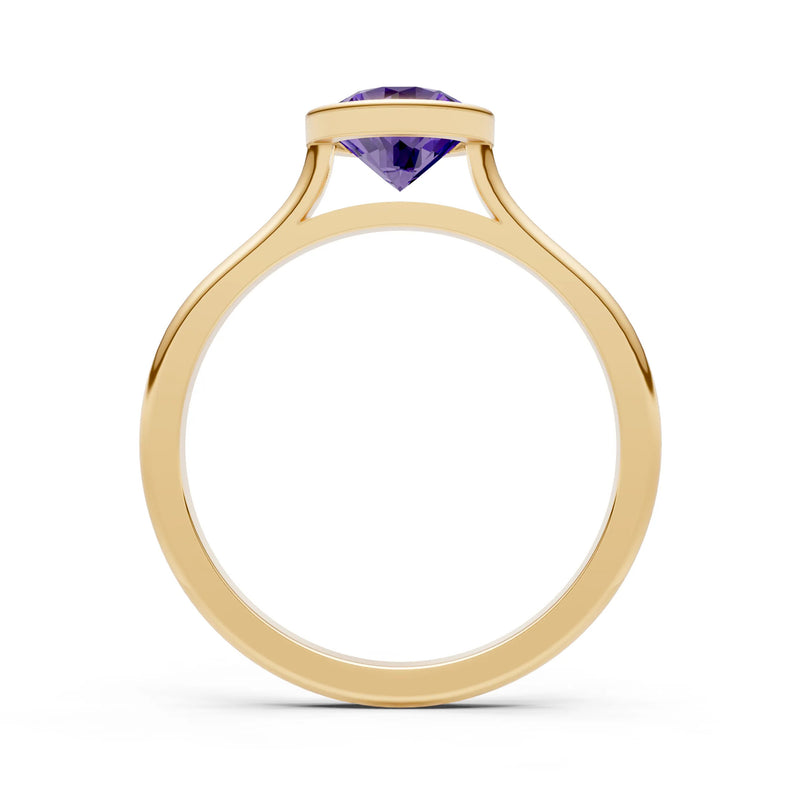 10k Yellow Gold Lab Grown Diamond Round Bezel Set Solitaire Ring