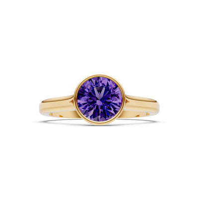 10k Yellow Gold Lab Grown Diamond Round Bezel Set Solitaire Ring
