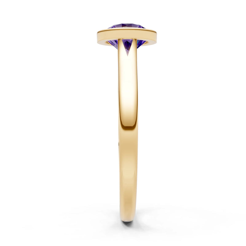 10k Yellow Gold Lab Grown Diamond Round Bezel Set Solitaire Ring