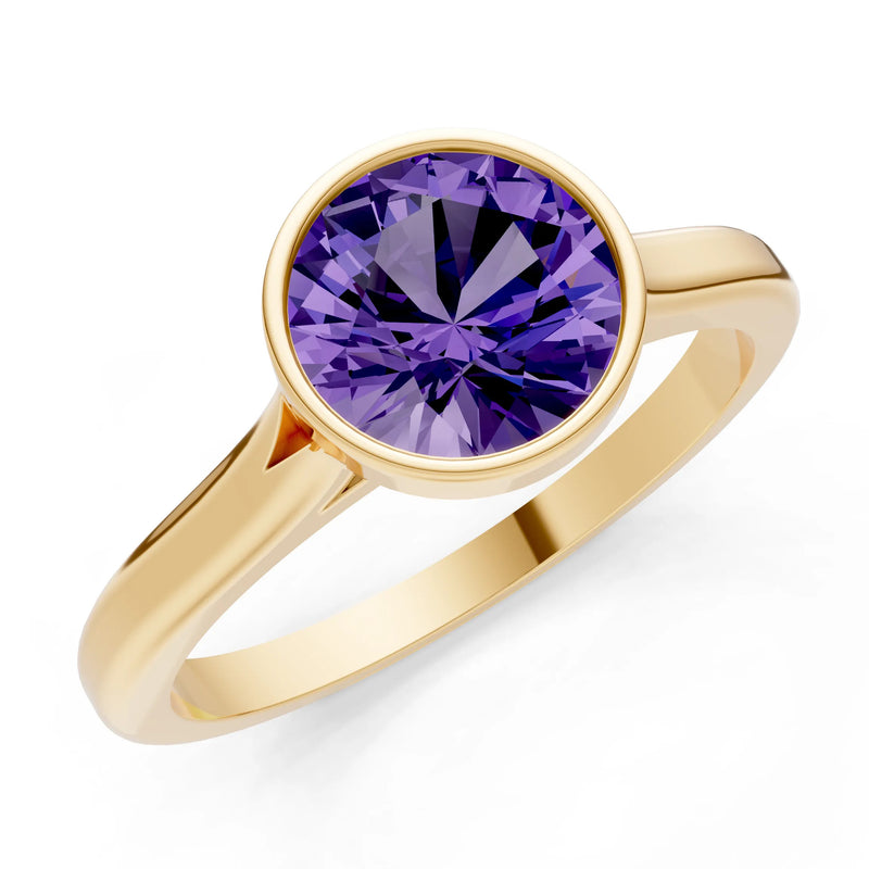10k Yellow Gold Lab Grown Diamond Round Bezel Set Solitaire Ring