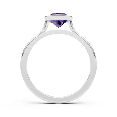 10k Yellow Gold Lab Grown Diamond Round Bezel Set Solitaire Ring