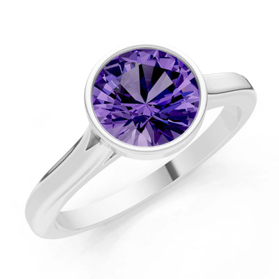 10k Yellow Gold Lab Grown Diamond Round Bezel Set Solitaire Ring