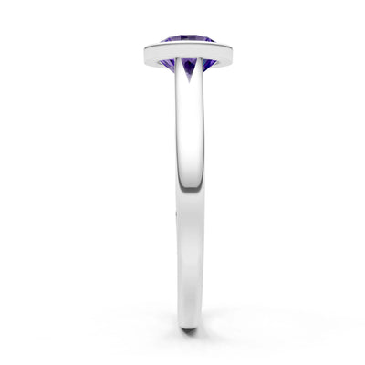 Amethyst Round 6.5mm Normal Round Bezel Set Solitaire Ring
