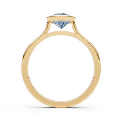 Aquamarine Round Bezel Set Solitaire Ring