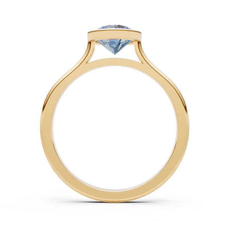 Aquamarine Round Bezel Set Solitaire Ring