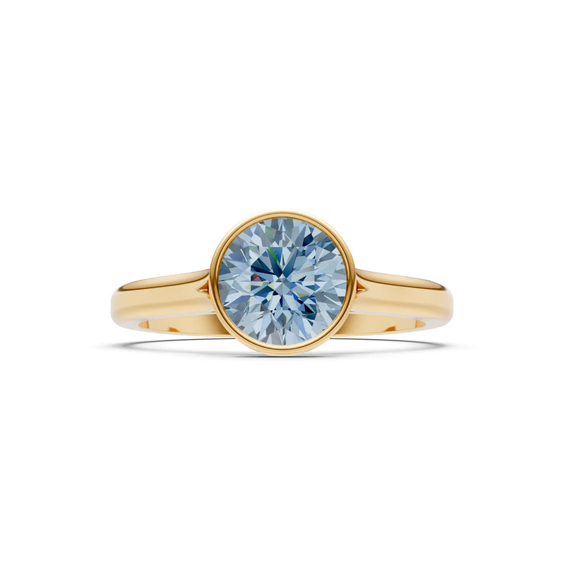 Aquamarine Round Bezel Set Solitaire Ring