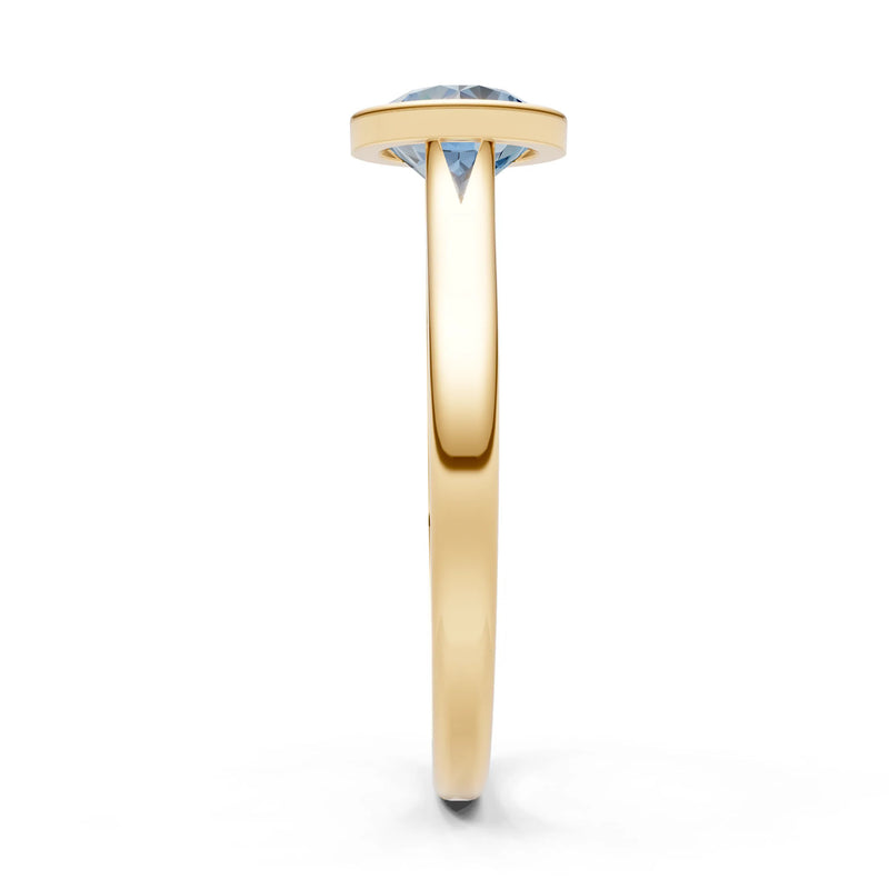 Aquamarine Round Bezel Set Solitaire Ring