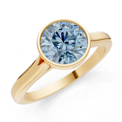 10k Yellow Gold Lab Grown Diamond Round Bezel Set Solitaire Ring