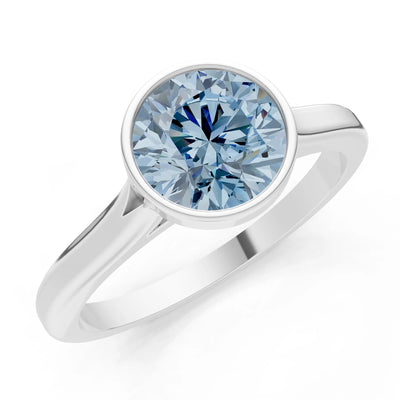 10k Yellow Gold Lab Grown Diamond Round Bezel Set Solitaire Ring