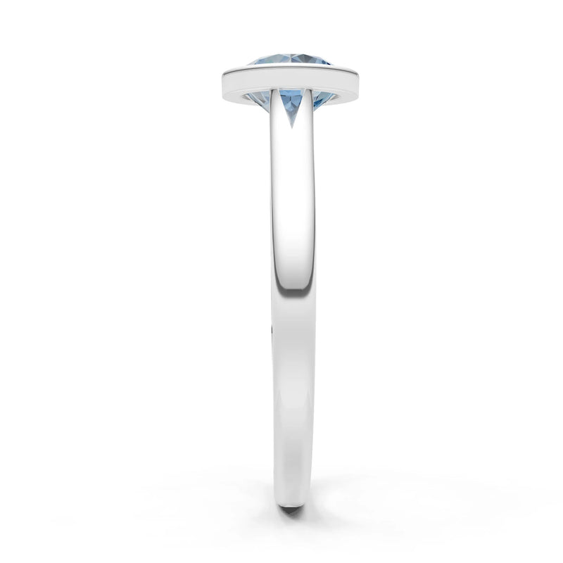 Aquamarine Round 6.5mm Normal Round Bezel Set Solitaire Ring