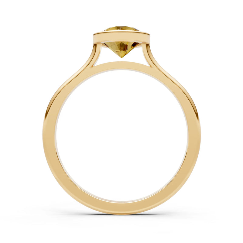 10k Yellow Gold Lab Grown Diamond Round Bezel Set Solitaire Ring