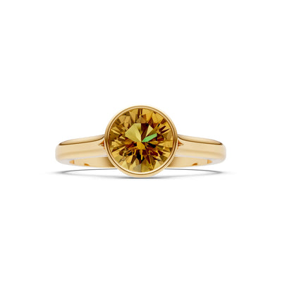 10k Yellow Gold Lab Grown Diamond Round Bezel Set Solitaire Ring