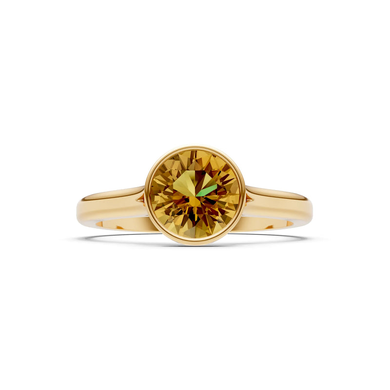 10k Yellow Gold Lab Grown Diamond Round Bezel Set Solitaire Ring