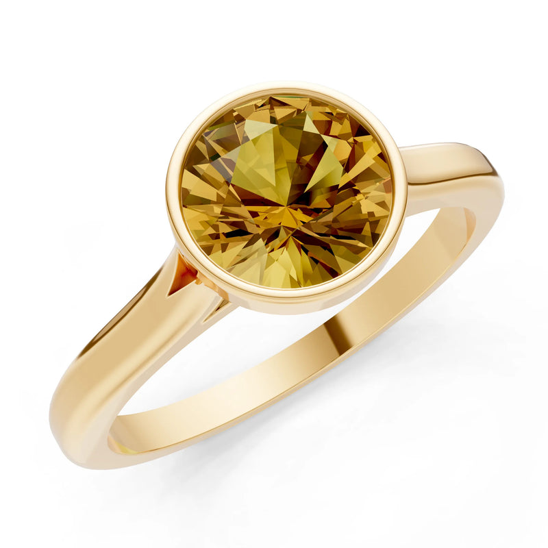 10k Yellow Gold Lab Grown Diamond Round Bezel Set Solitaire Ring