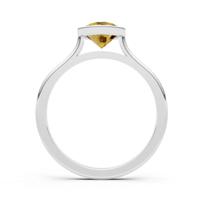 10k Yellow Gold Lab Grown Diamond Round Bezel Set Solitaire Ring