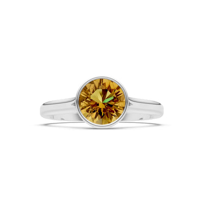 10k Yellow Gold Lab Grown Diamond Round Bezel Set Solitaire Ring