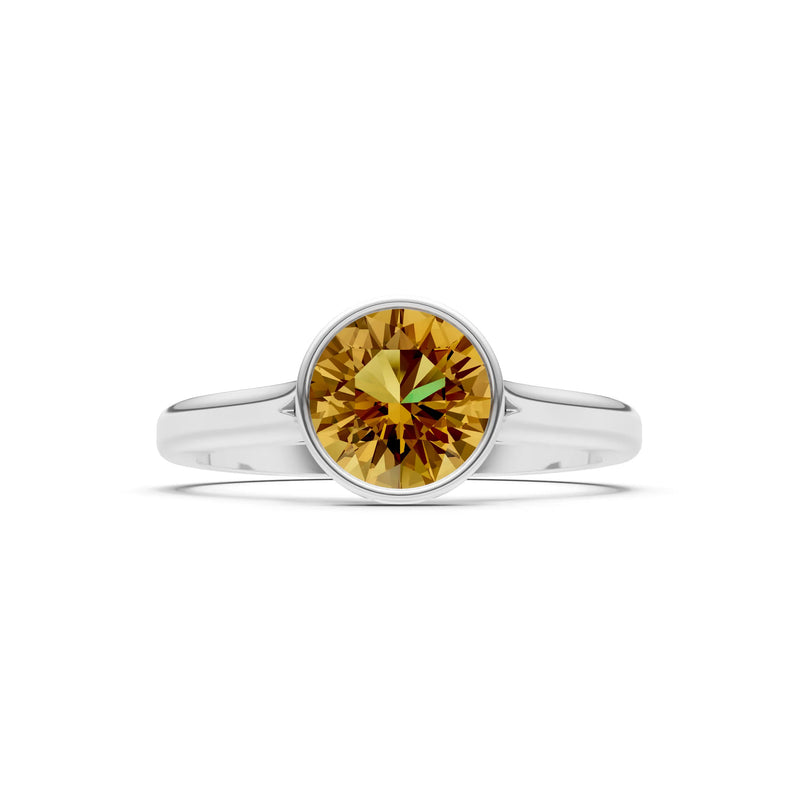 10k Yellow Gold Lab Grown Diamond Round Bezel Set Solitaire Ring