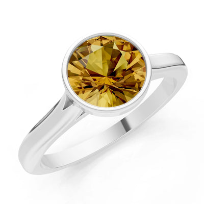10k Yellow Gold Lab Grown Diamond Round Bezel Set Solitaire Ring