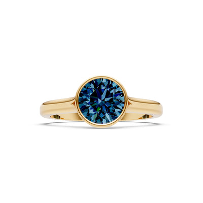 10k Yellow Gold Lab Grown Diamond Round Bezel Set Solitaire Ring