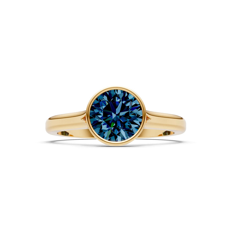10k Yellow Gold Lab Grown Diamond Round Bezel Set Solitaire Ring