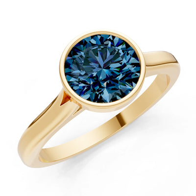 10k Yellow Gold Lab Grown Diamond Round Bezel Set Solitaire Ring