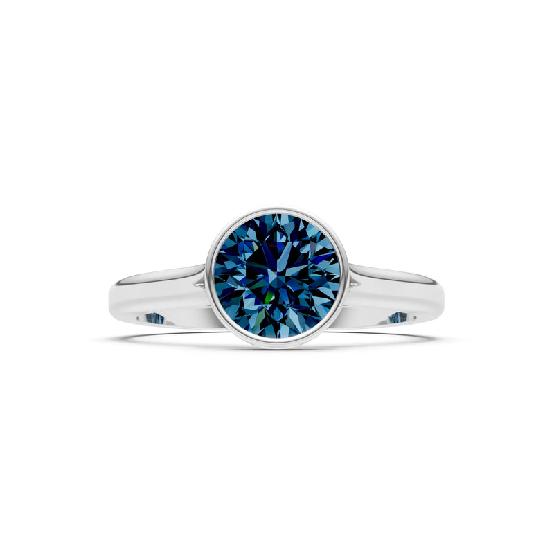 10k Yellow Gold Lab Grown Diamond Round Bezel Set Solitaire Ring
