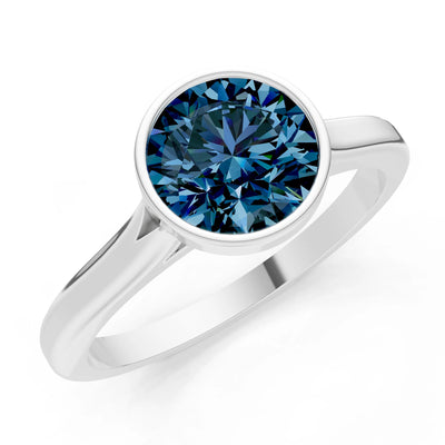 10k Yellow Gold Lab Grown Diamond Round Bezel Set Solitaire Ring