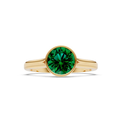 Emerald Round Bezel Set Solitaire Ring