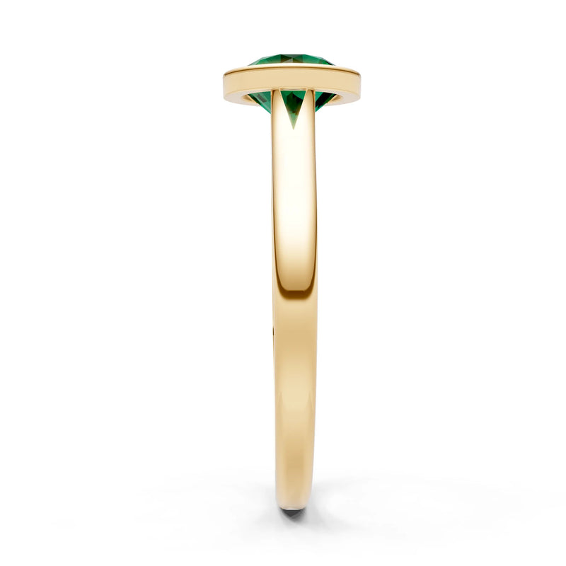 Emerald Round Bezel Set Solitaire Ring