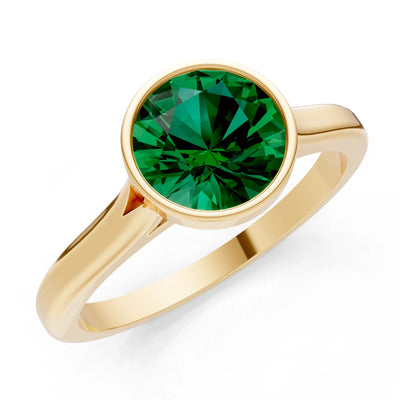 Emerald Round Bezel Set Solitaire Ring