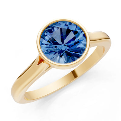 10k Yellow Gold Lab Grown Diamond Round Bezel Set Solitaire Ring